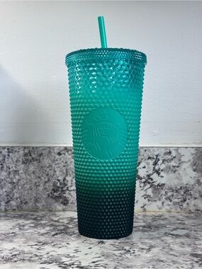 Starbucks Teal Ombre Studded Cold Cup 24oz NWT